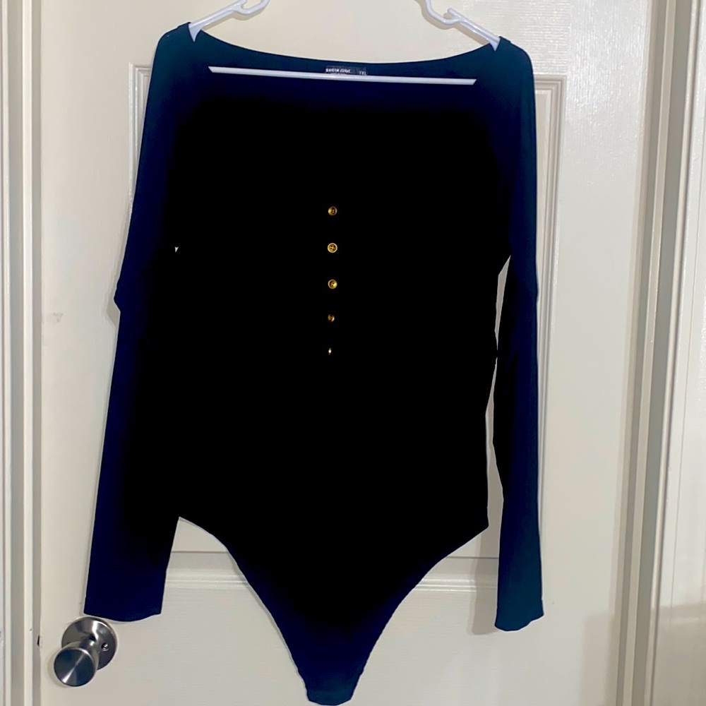 Black Shein Long Sleeve Bodysuit